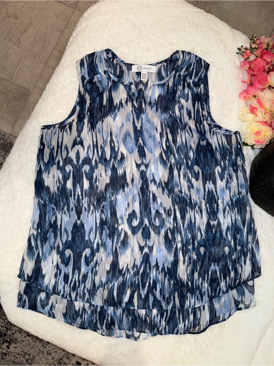 Cristina B. Tops - 3 x 20$ Cristina Blue & White Ikat-Print Sleeveless Camisole Size S